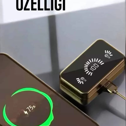 Aynalı Bluetooth Kulaklık Telefon Standlı Dijital Göstergeli