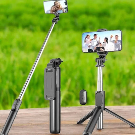 Tripod Kablosuz Bluetooth Bağlantılı Selfie Çubuğu 360 Derece Dönebilen