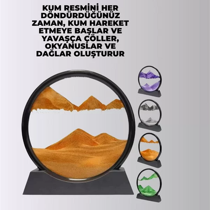 Zihin Açıcı Kum Manzarası – 3D Dinamik Kum Tablosu, Dekoratif, Dönüştükçe Yenilenen Sakinleştirici Sanat Eseri