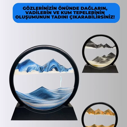 Zihin Açıcı Kum Manzarası – 3D Dinamik Kum Tablosu, Dekoratif, Dönüştükçe Yenilenen Sakinleştirici Sanat Eseri