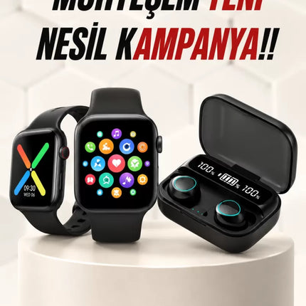 Kaliteli Akıllı Saat ve Kaliteli Bluetooth Kulaklık ANC Özelliği Uzun Pil Ömrü