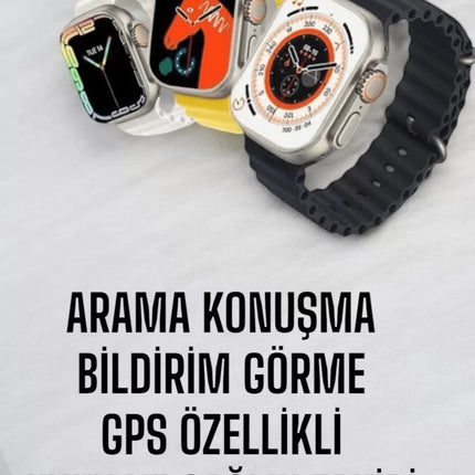 45 MM Gri Kasa Ultra Akıllı Saat Sesli Görüşme, Sağlık Takibi, Suya Dayanıklı
