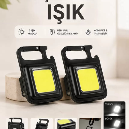 TAŞINABİLİR IŞIK 3 IŞIK MODLU USB ŞARJ ÖZEELİĞİNE SAHİP