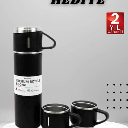 3 Bardaklı Termos Seti Anneler Gününe Özel Hediye Taşınabilir Sızdırmaz Isı Koruyucu