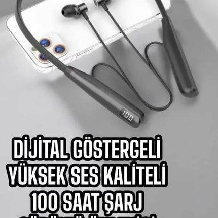 Dijital Batarya Göstergeli Bluetooth Özellikli Boyun Askılı Kulaklık