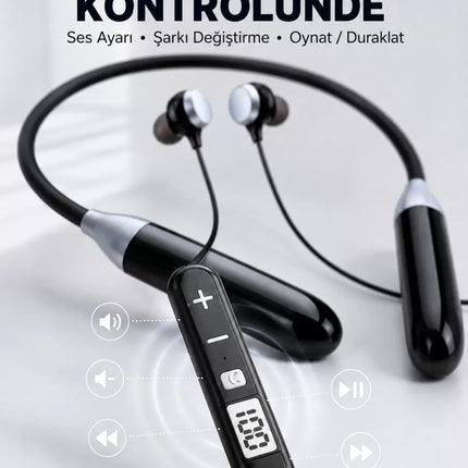 Kablosuz Bluetooth Boyun Kulaklığı Mikrofonlu Müzik Dinleme Çağrı Cevaplama Ses Kontrollü Kulak İçi Kulaklık
