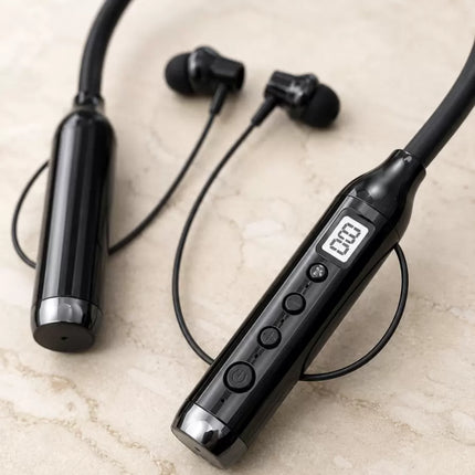 Kablosuz Bluetooth Boyun Kulaklığı 10 Metre Menzilli Mikrofonlu Ses Kontrollü Uzun Kullanım Süreli Kulak İçi Kulaklık