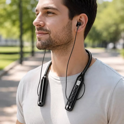 Kablosuz Bluetooth Boyun Kulaklığı 10 Metre Menzilli Mikrofonlu Ses Kontrollü Uzun Kullanım Süreli Kulak İçi Kulaklık