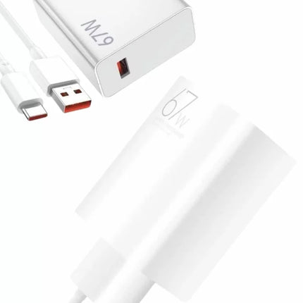 Beyaz Ultra Plus Hızlı Şarj Seti Şarj Adaptörü ve Kablosu 67W