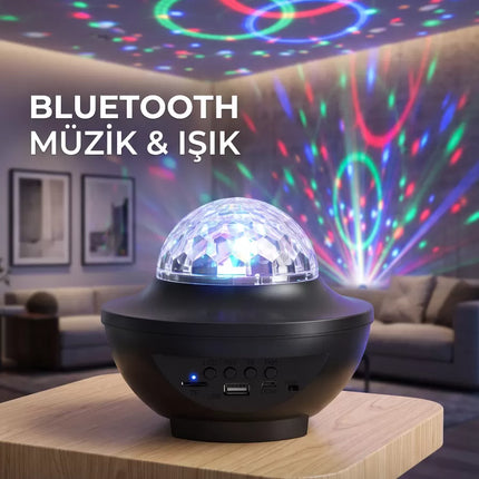 Bluetooth Hoparlörlü RGB Disko Işığı Müzikli Parti Lambası USB TF Kart Destekli