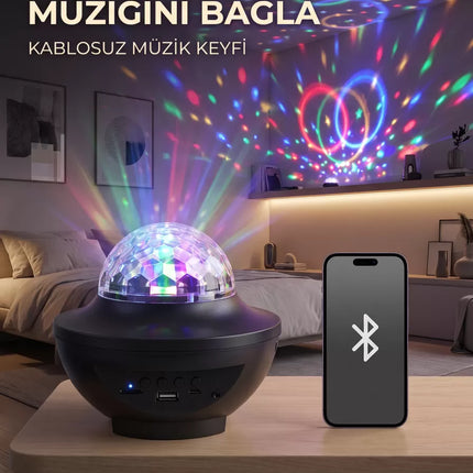 Bluetooth RGB Parti Işığı Hoparlörlü Disko Lambası MP3 USB ve Hafıza Kartı Destekli
