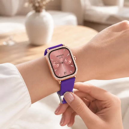 3 Kordonlu Rose Gold Kasalı Kadın Akıllı Saat Seti