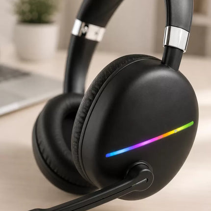 Bluetooth 5.0 RGB Işıklı Mikrofonlu Kablosuz Kulak Üstü Kulaklık