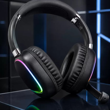 Bluetooth 5.0 Kablosuz Kulak Üstü Kulaklık Mikrofonlu RGB Aydınlatmalı