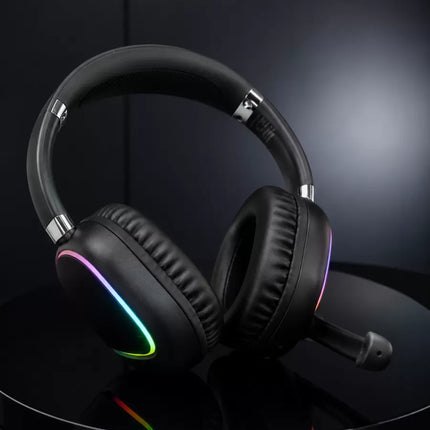 Bluetooth 5.0 Kablosuz Kulak Üstü Kulaklık Mikrofonlu RGB Aydınlatmalı