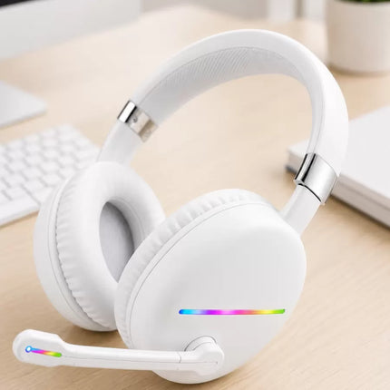 Beyaz Kablosuz Bluetooth Kulaklık Mikrofonlu Ergonomik Kulak Üstü Tasarım
