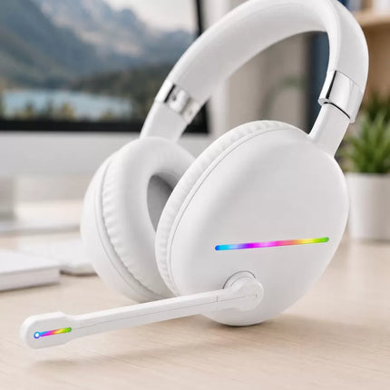 Beyaz Kablosuz Bluetooth Kulaklık Mikrofonlu Ergonomik Kulak Üstü Tasarım
