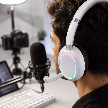 Beyaz Kablosuz Bluetooth Kulaklık Mikrofonlu Ergonomik Kulak Üstü Tasarım