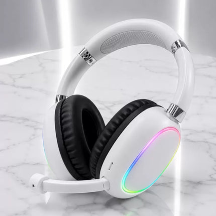 Beyaz Kablosuz Bluetooth Kulaklık Mikrofonlu Ergonomik Kulak Üstü Tasarım