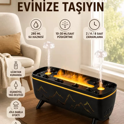 Uzaktan Kumandalı Hava Nemlendirici Aromaterapi Difüzörü 2 4 8 Saat Zamanlayıcılı Siyah