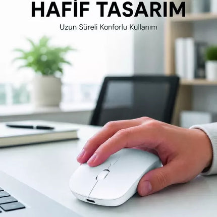 Profesyonel Kablosuz Bluetooth Mouse Çift Modlu Şarjlı Ergonomik Fare