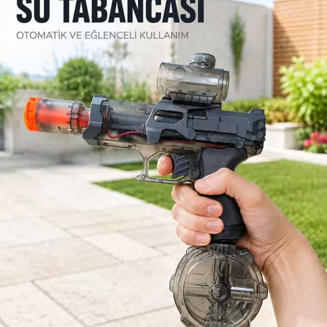 Otomatik Su Tabancası Şarjlı LED Işıklı Basınçlı Su Püskürtmeli Oyuncak