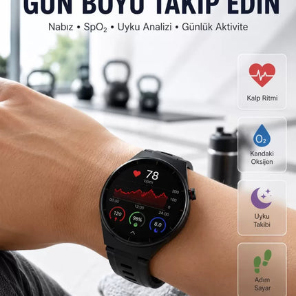 Bluetooth Konuşma Özellikli Akıllı Saat AMOLED Ekran, Sağlık Takibi ve 3 Farklı Kordon