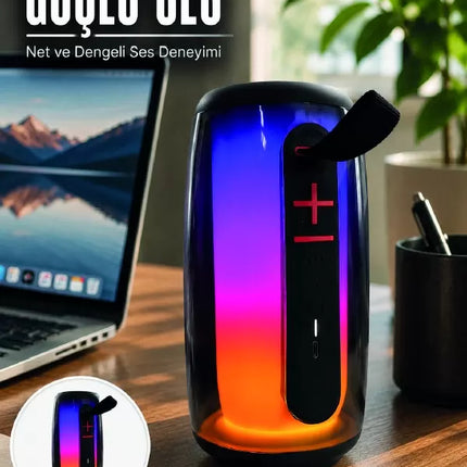 RGB Işıklı Bluetooth Hoparlör Güçlü Ses Type-C Şarjlı Taşınabilir Kablosuz Speaker