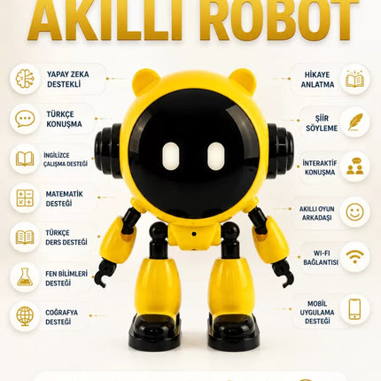 Yapay Zeka Robotu Çocuklar İçin 40 Dil Destekli Konuşan Eğitici Akıllı Robot