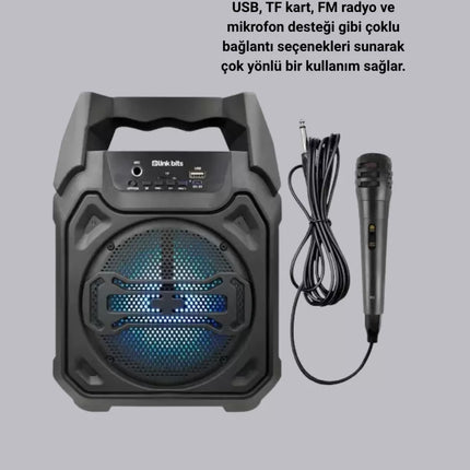 Mikrofonlu Bluetooth Ses Sistemli USB, Micro SD, FM ve Uzun Pil Ömrü