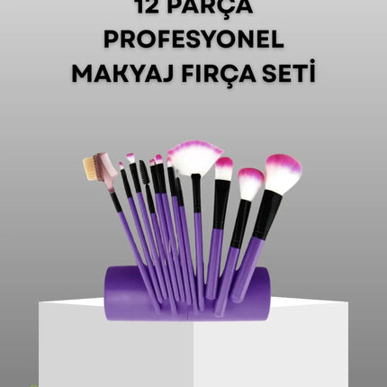 Ultra Yumuşak 12’li Makyaj Fırça Seti – Dökülme Yapmaz, Dalin Şampuan ile Temizlenebilir