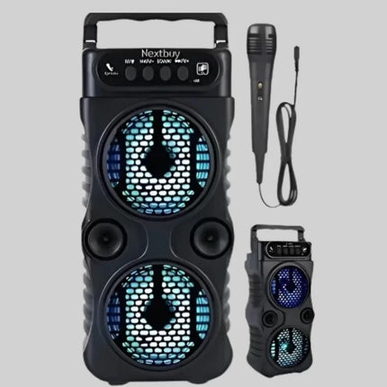 1200 mAh Şarjlı LED Işıklı Bluetooth Hoparlör – FM Radyolu, Hafıza Kart Destekli