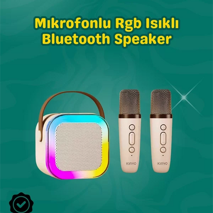 İki Mikrofonlu Renkli LED Işıklı Karaoke Cihazı