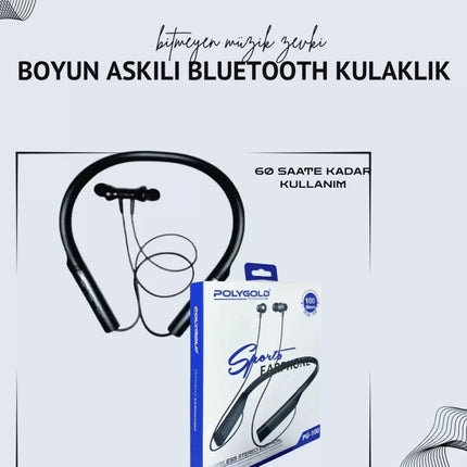 Polygold PG-100 Boyun Askılı Kablosuz Kulaklık – 200 Saat Bekleme Süresi, Stereo Ses, Mikrofonlu