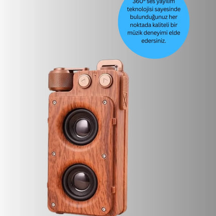Retro Radyo Tasarım Bluetooth Hoparlör 1800mAh Uzun Çalma Süresi