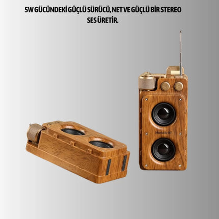 Retro Radyo Tasarım Bluetooth Hoparlör 1800mAh Uzun Çalma Süresi