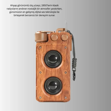Retro Radyo Tasarım Bluetooth Hoparlör 1800mAh Uzun Çalma Süresi