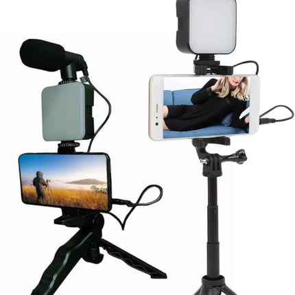 Telefon Tutucu Led Işıklı Kumandalı Mikrofon Telefon Vlog Video Kayıt Yeni Nesil