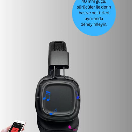Ergonomik Konforlu Kablosuz Kulak Üstü Bluetooth Kulaklık Yeni Nesil