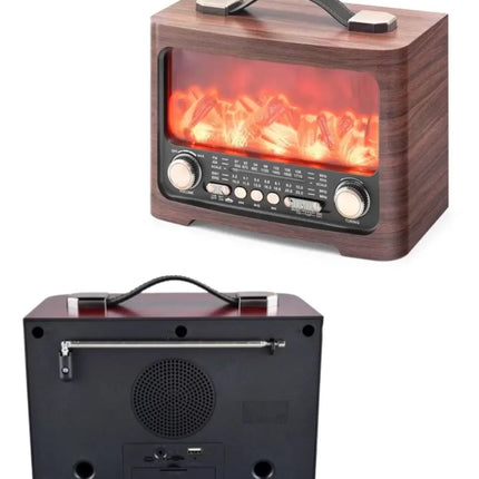 Taşınabilir Şömine Efektli Bluetooth Hoparlör FM Radyo LED Işıklı Müzik Çalar