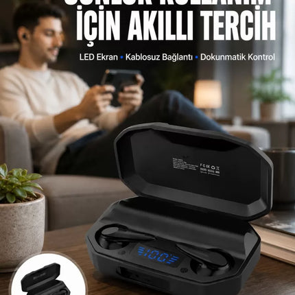 Kulak İçi Bluetooth Kulaklık Rgb Işıklı Çift Mikrofonlu iOS/Android Uyumlu BT 5.2 Yeni Nesil
