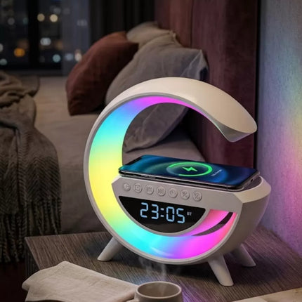 RGB Işıklı Kablosuz Şarjlı Bluetooth Hoparlör Saat ve Alarm Özellikli