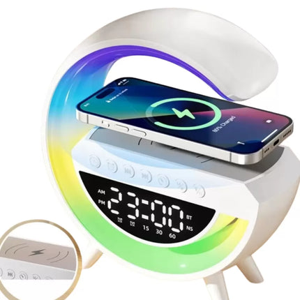 RGB Işıklı Kablosuz Şarjlı Bluetooth Hoparlör Saat ve Alarm Özellikli