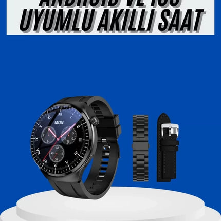 Amoled Ekran Akıllı Saat Üç Kordonlu İOS Android Uyumlu