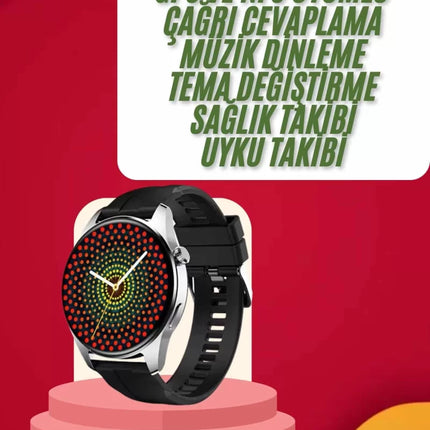 Yuvarlak Kasa 46mm Akıllı Saat Android Ve IOS Uyumlu Uyku ve Sağlık Takibi