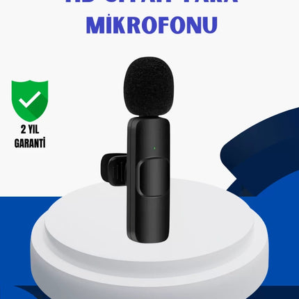 iPhone İçin Çift Mikrofonlu Telsiz Yaka Mikrofonu 360 Derece HD Ses