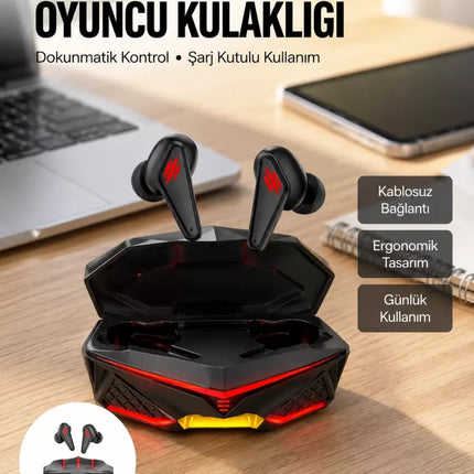 Profesyonel TWS Işıklı Kablosuz Bluetooth Kulaklık Oyuncu Kulaklığı Yeni Nesil