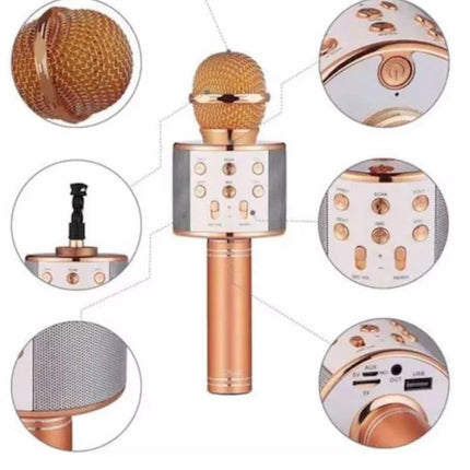 Karaoke Mikrofon Bluetooth Bağlantılı Aux Girişli Uzun Pil Ömrü Yüksek Ses Kaliteli