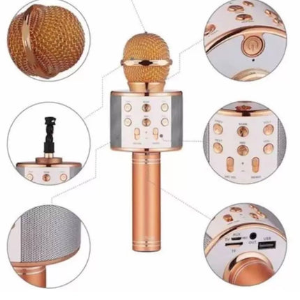 Karaoke Mikrofon Dahili Hoparlörlü Sd-usb-aux Girişli Bluetooth Hoparlör