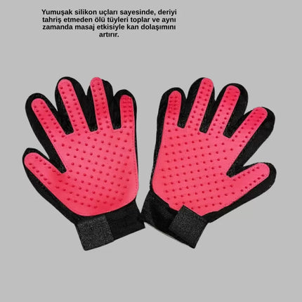 Yumuşak Silikonlu Kedi ve Köpek Tüy Toplama Eldiveni – Masaj Etkili Tüy Dökülme Önleyici